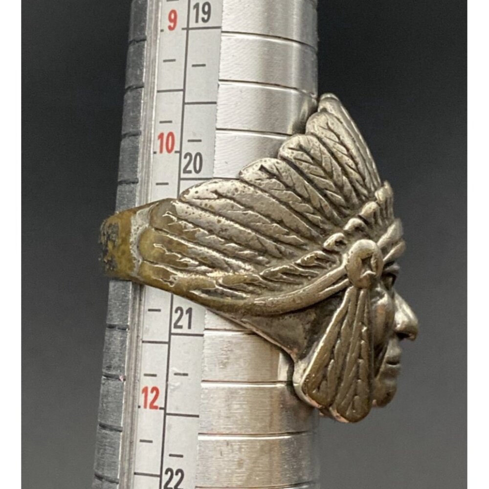 1985 Biker Ring G&S Gordon Smith Silver Tone Native American Chief  Sz  11 LOOK - Picture 8 of 10